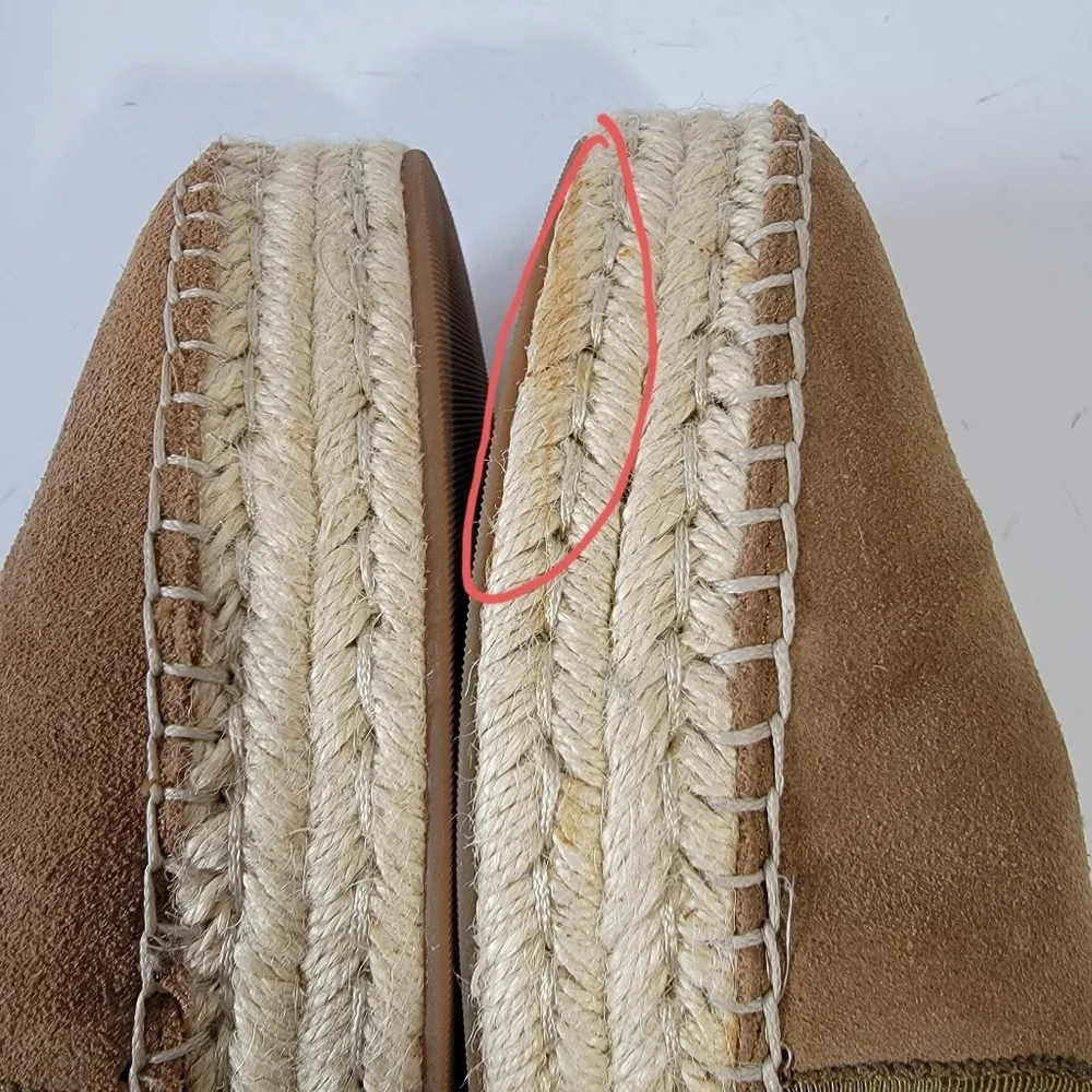 BLONDO Empeigne Cuir Women Espadrille Wedges Loafer Sz 9 Waterproof Tan Leather